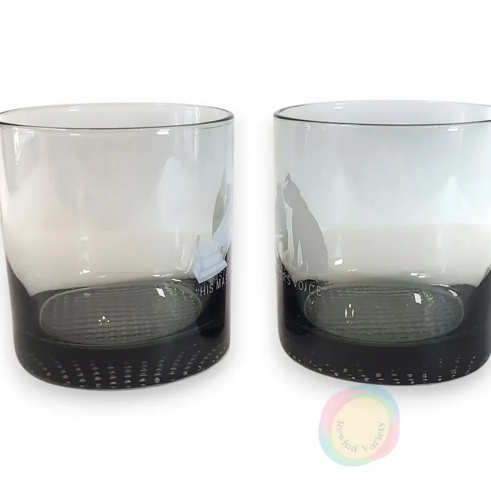 Vintage RCA Victor Smokey Gray Tumbler Glasses Pair